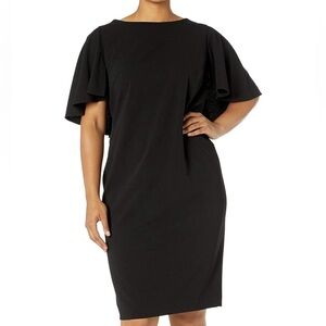 Calvin Klein Womens Plus Size Flutter Sleeve Sheath Dress Short Sleeve Dress 20W